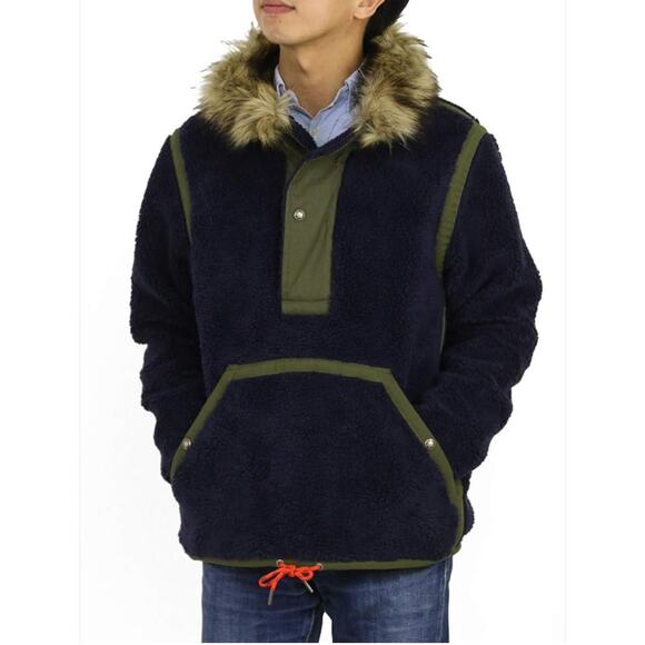 Polo Ralph Lauren Special Edition Half Zip Fleece Jacket with Faux Fur Hood - Picture 1 of 15